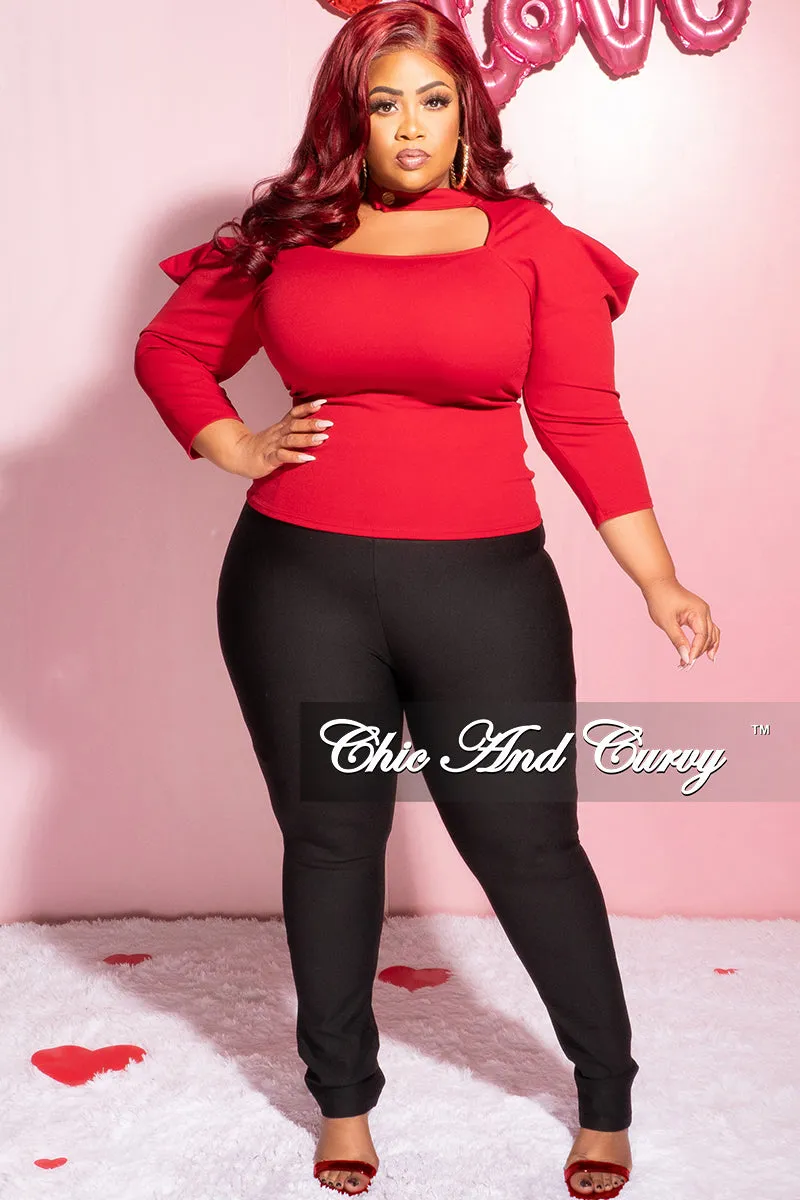 NonChafingEdges Final Sale Plus Size Long Sleeve Cutout Top in Burgundy