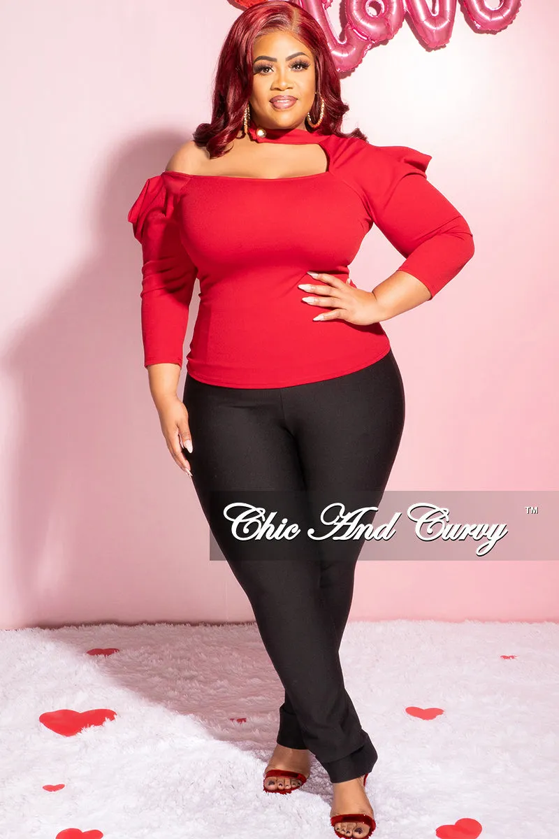 Comfortable Look Wear Sporty Touch Final Sale Plus Size Long Sleeve Cutout Top in Burgundy