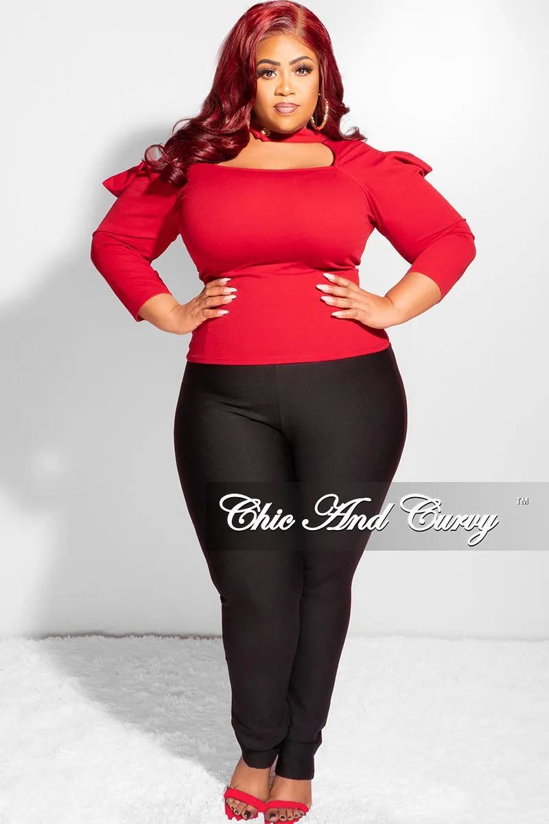 Light and Cozy Final Sale Plus Size Long Sleeve Cutout Top in Burgundy
