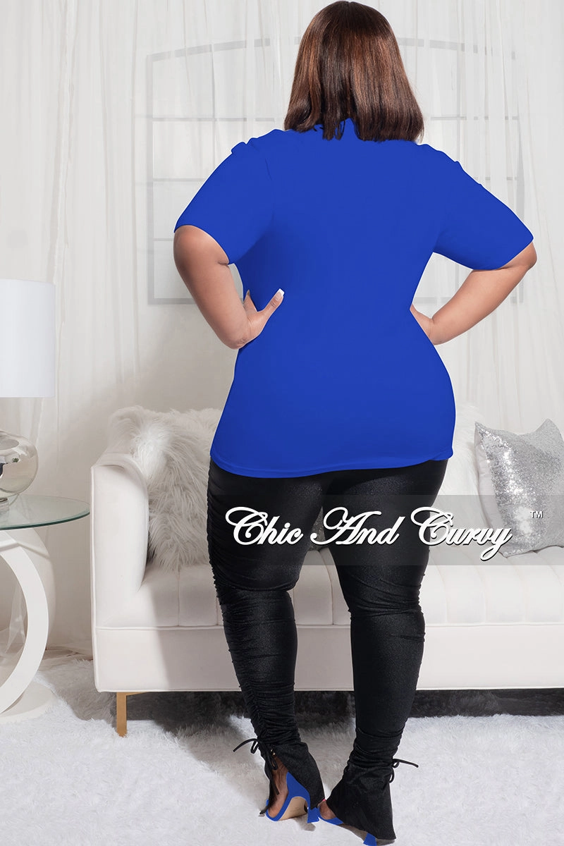 Final Sale Plus Size Short Sleeve V-Neck Boujee AF T-Shirt in Royal Blue Travel Fit
