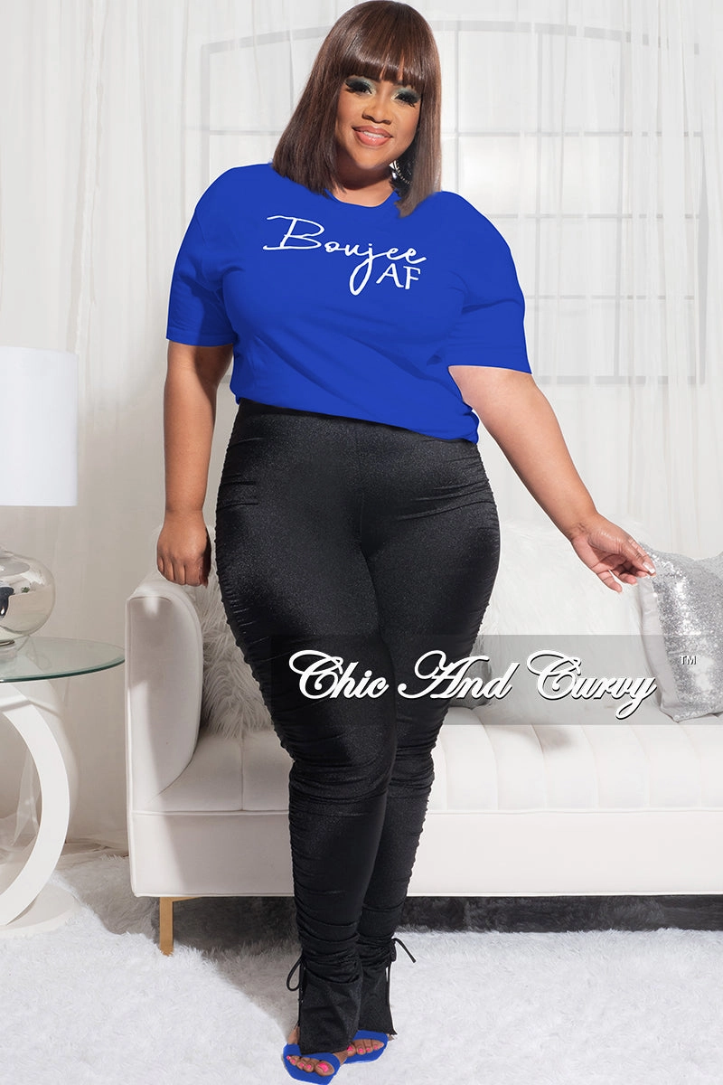 Adaptive Fit Final Sale Plus Size Short Sleeve V-Neck Boujee AF T-Shirt in Royal Blue