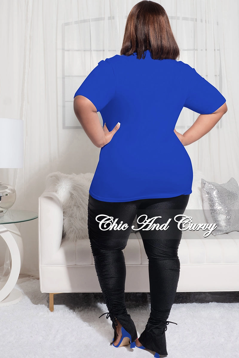 Final Sale Plus Size Short Sleeve V-Neck Boujee AF T-Shirt in Royal Blue Training Comfort LightweightWeave