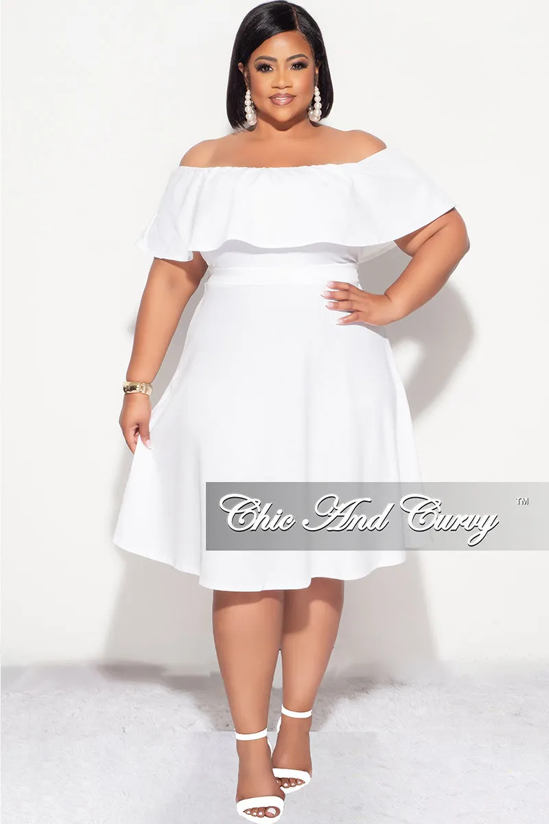 Fashion-Forward Final Sale Plus Size Off the Shoulder Ruffle Dress in White
