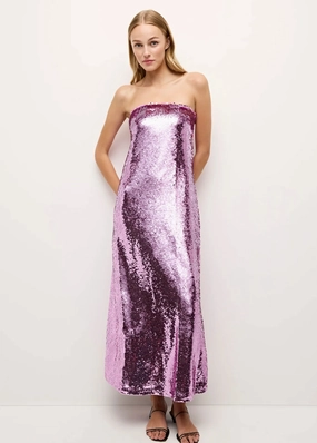 Lace-Sleeve Art-Gallery Marie Oliver Nalonie Dress Violet