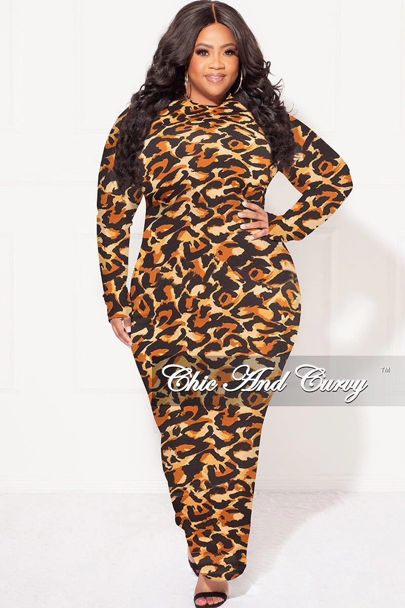 Timeless Comfort Final Sale Plus Size Reversible BodyCon Midi Dress in Animal Print