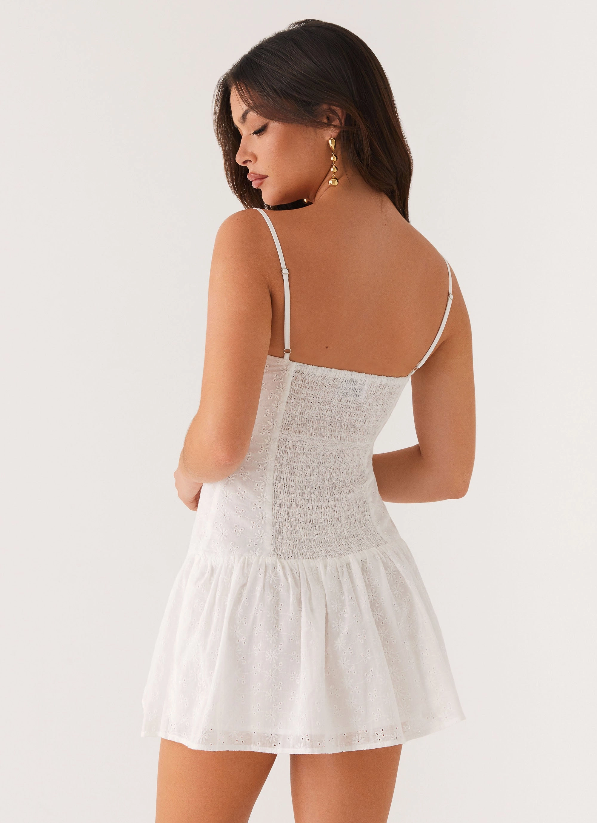 Palm Springs Mini Dress - White Halter-Neck