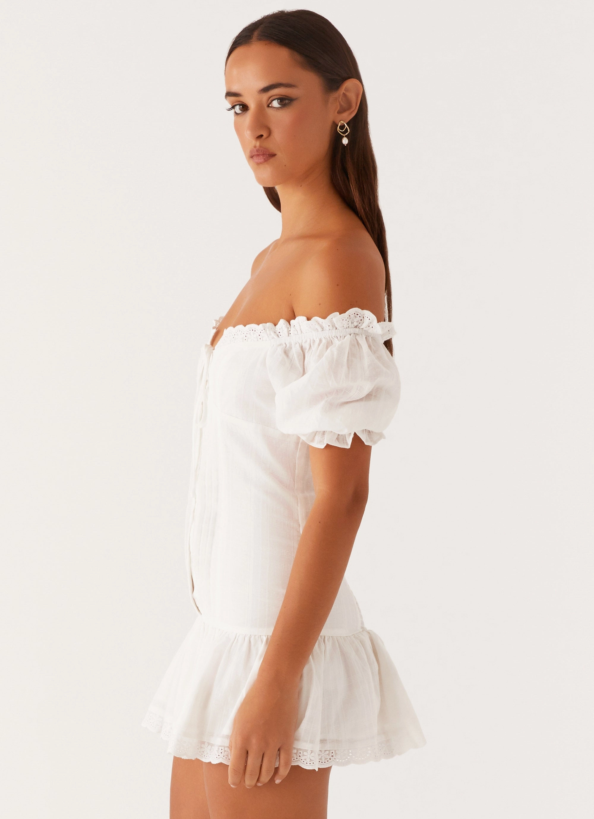 Hundred Percent Mini Dress - White Subtle Finish