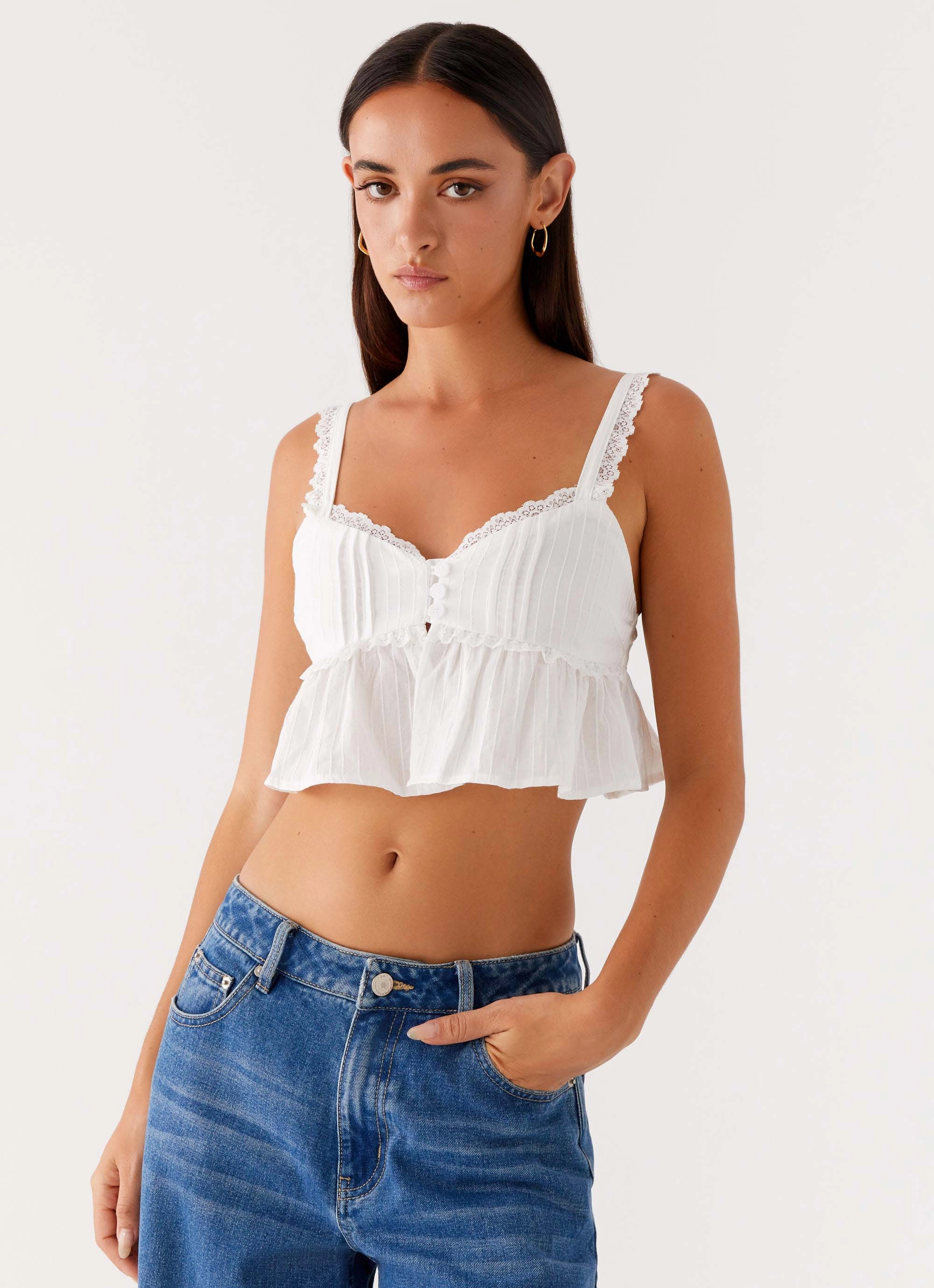 Elliana Cami Top - White Seamless construction WindproofBarrierTechnology