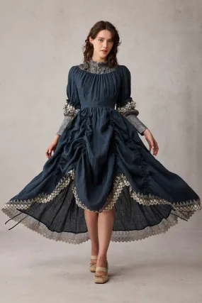 Elowen 27 | Lace Linen dress gown ( 2 way to wear ) ShockAbsorbing Loose Blouse