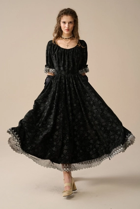 Elowen 27 | Lace velvet dress gown ( 2 way to wear ) Tough Build Durable Hem