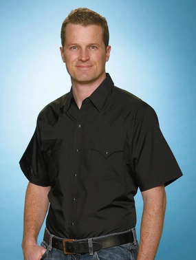 Quick Dry Technology Ely & Walker Mens Solid Black Western Shirt S/S Poly/Cotton Tall