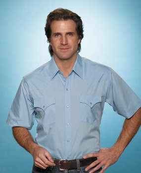 Ely & Walker Mens Solid Light Blue Western Shirt S/S Poly/Cotton Tall Smooth Stitch Pattern