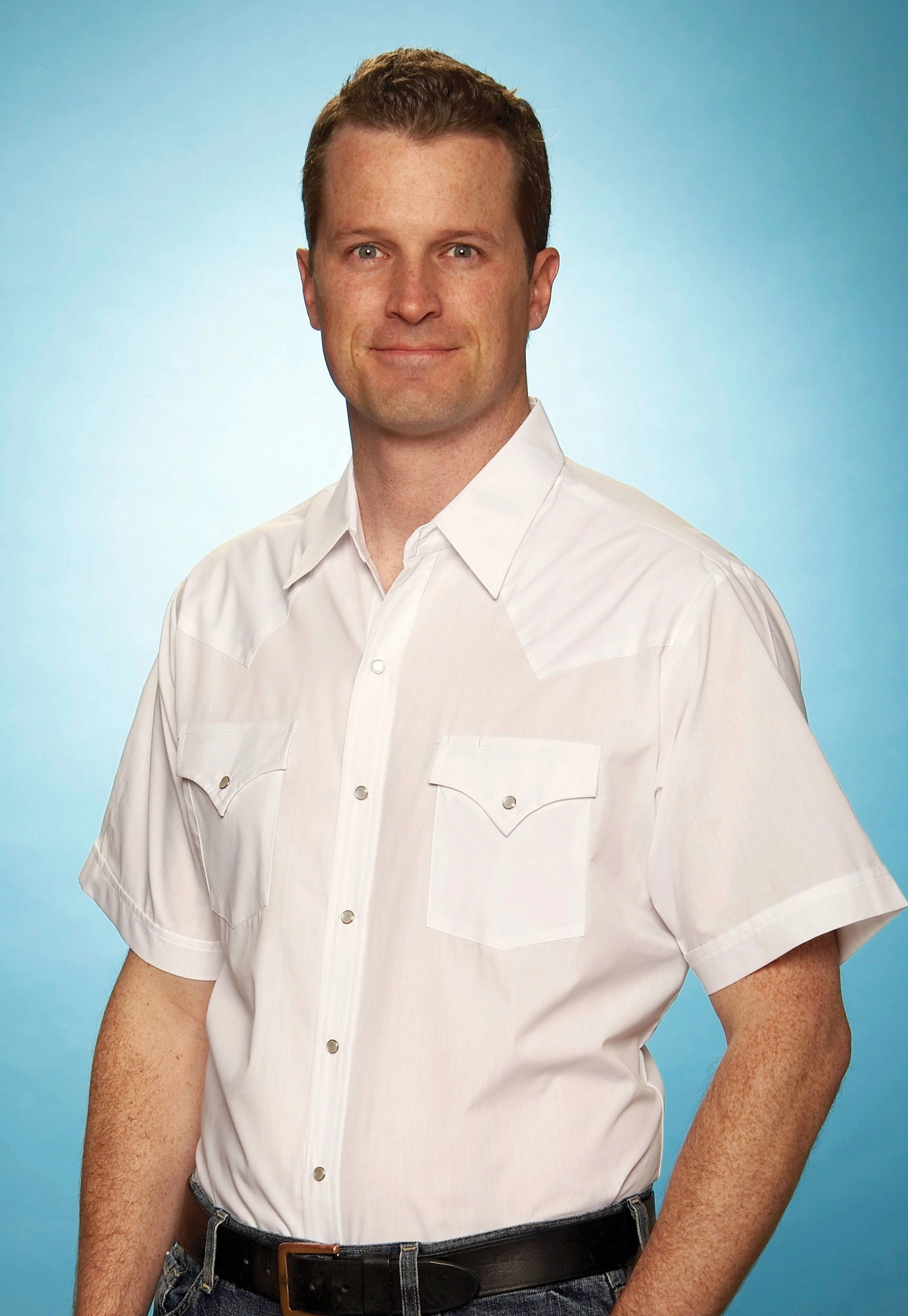 Corporate Event Ely & Walker Mens Solid White Western Shirt S/S Poly/Cotton