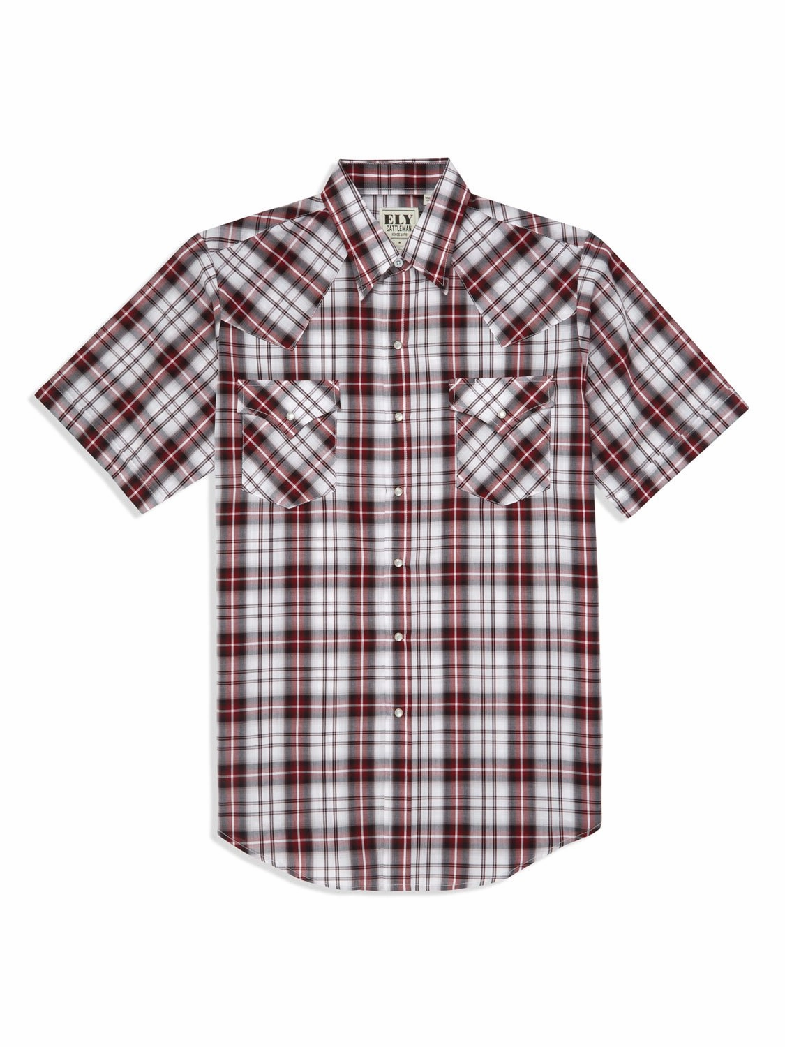Subtle design All-day Comfort Ely and Walker Mens Plaid Snap Red Poly/Cotton S/S Shirt