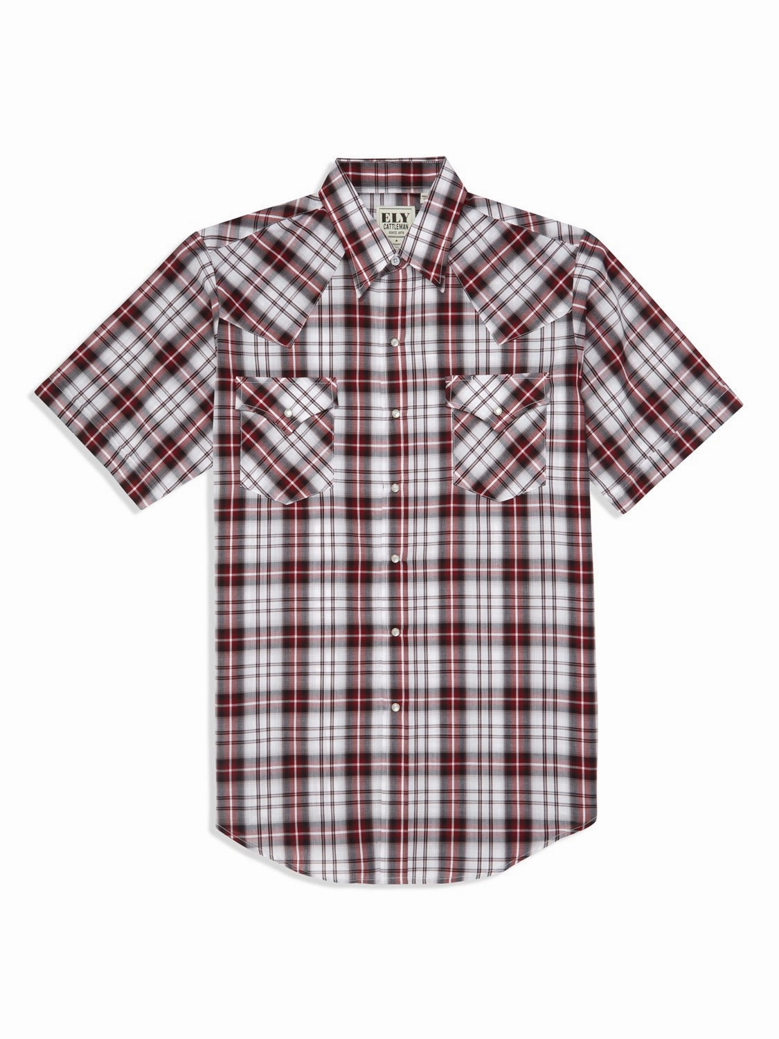 All-Purpose Wear Ely and Walker Mens Plaid Snap Red Poly/Cotton S/S Shirt
