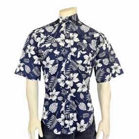 Local Favorite Rockmount Mens Floral Print Western Navy 100% Cotton S/S Shirt