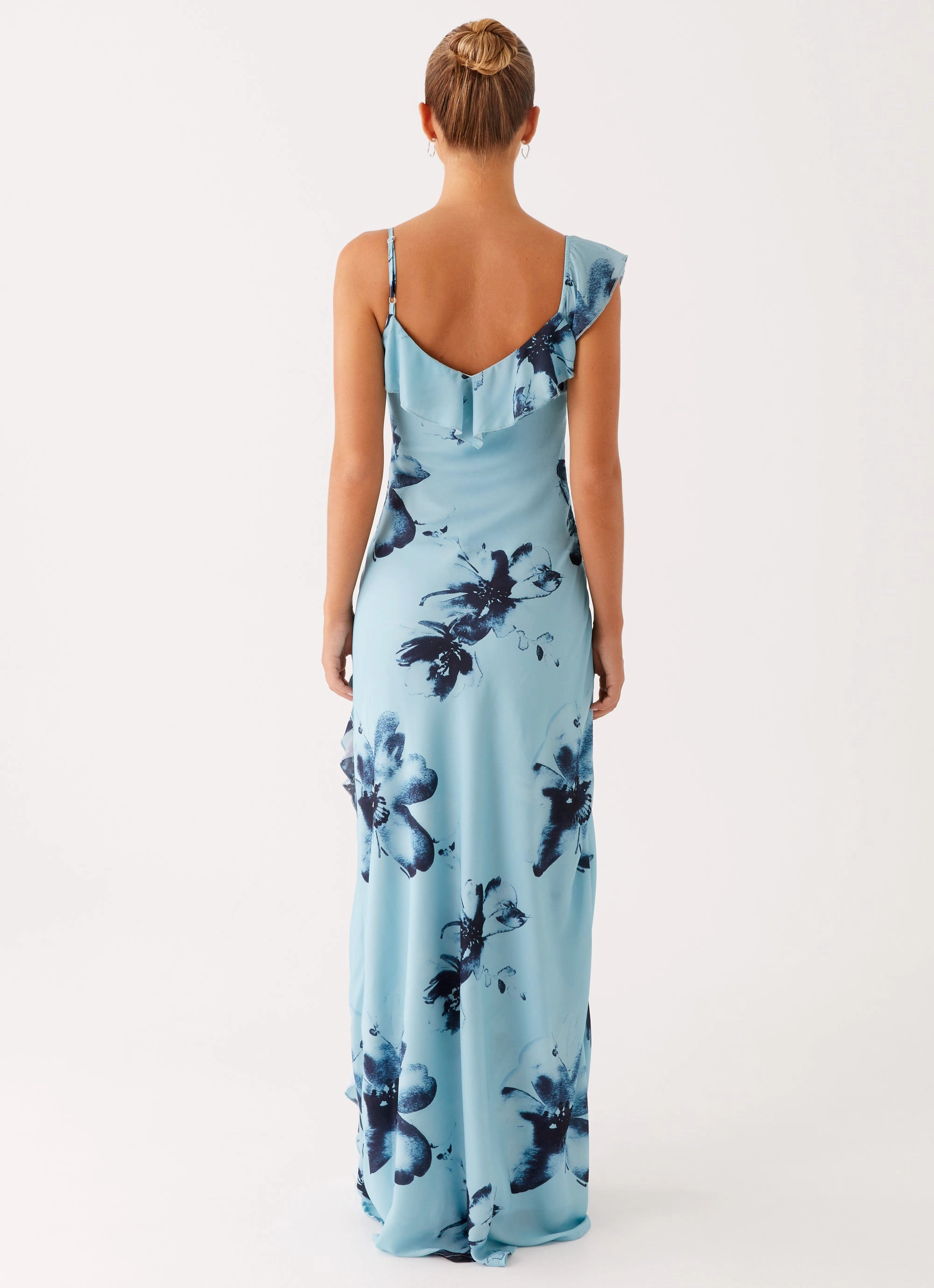 Retro Mood Stain-Guard-Finish Goldsmith Maxi Dress - Blue Black Floral