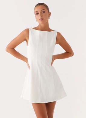 Layered Fit Seamless Finish Emelie Mini Dress - White