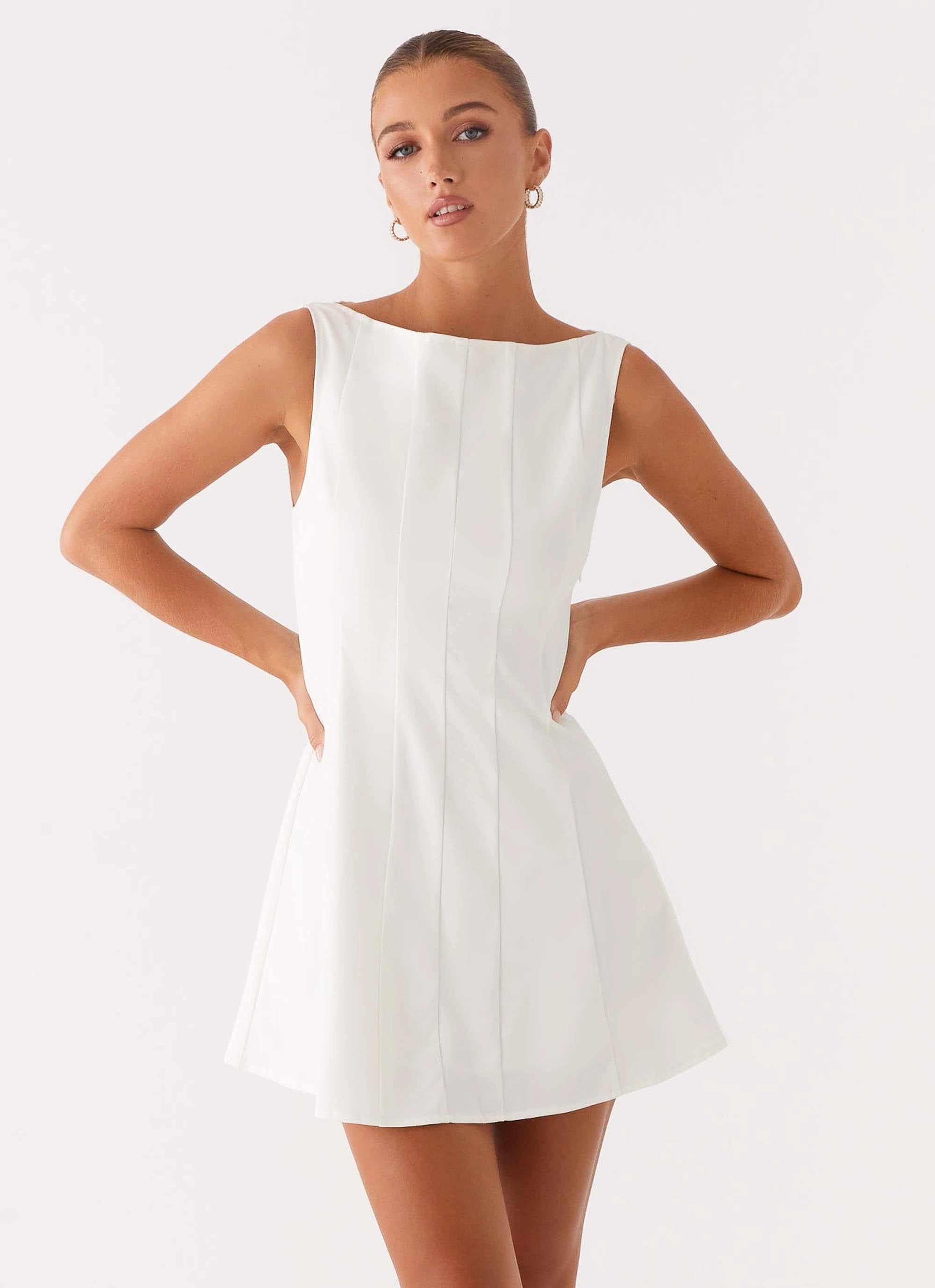 Layered Fit Seamless Finish Emelie Mini Dress - White