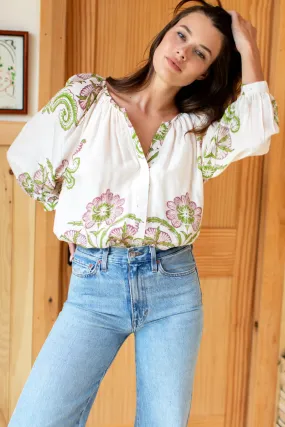 LightReflectiveTrim RawEdgedDesign Emerson Fry Frances Blouse - MAEVE FLOWERS