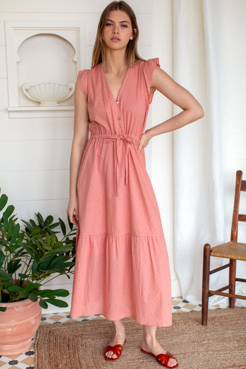 Emerson Fry Surya Dress - Muted Clay Swiss Dot Compressible