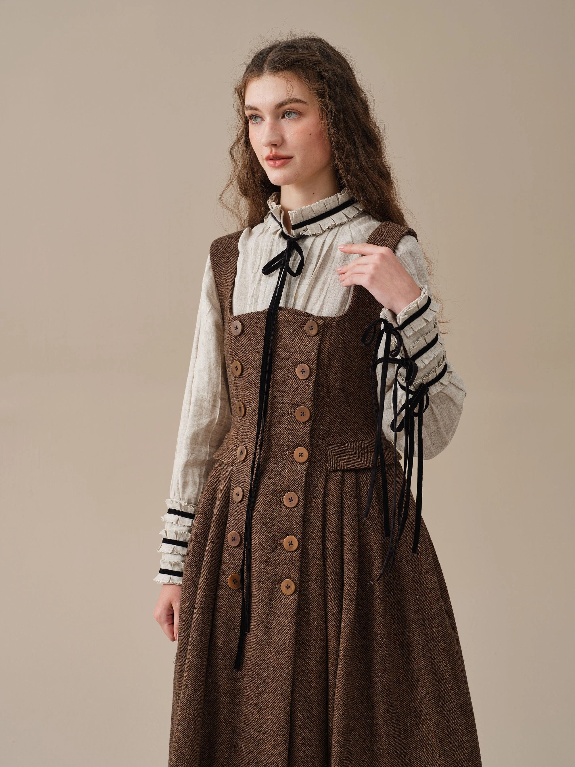 Layered Cable Pattern Cozy Design Emma 33 | 100% wool dress