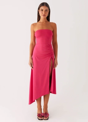 Drape Wave Laoise Midi Dress - Hot Pink
