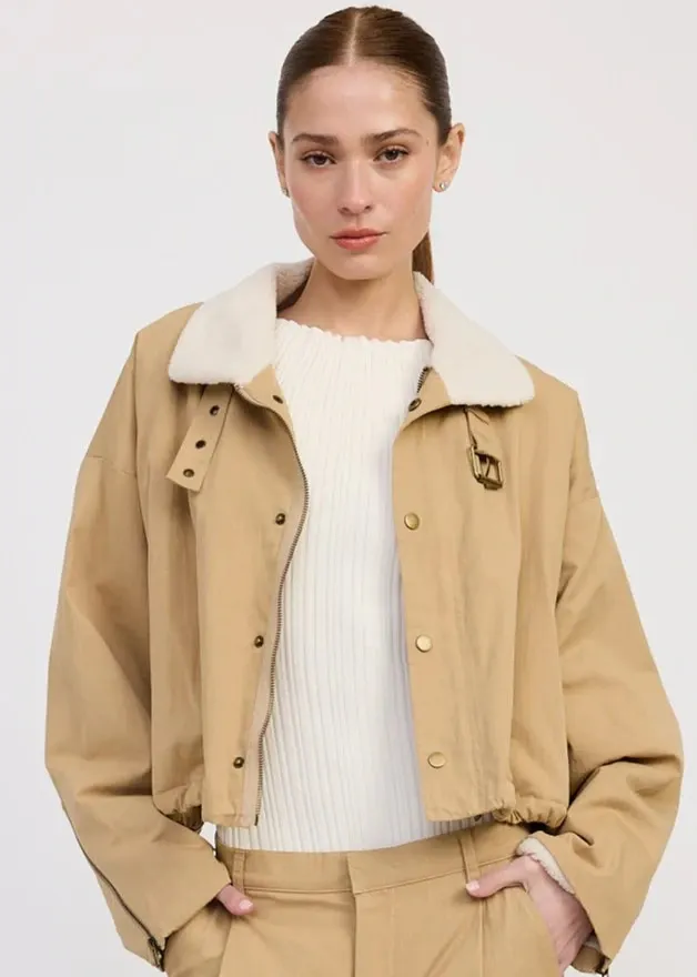 En Saison Marleigh Crop Jacket Microfiber texture Eco Friendly Padding