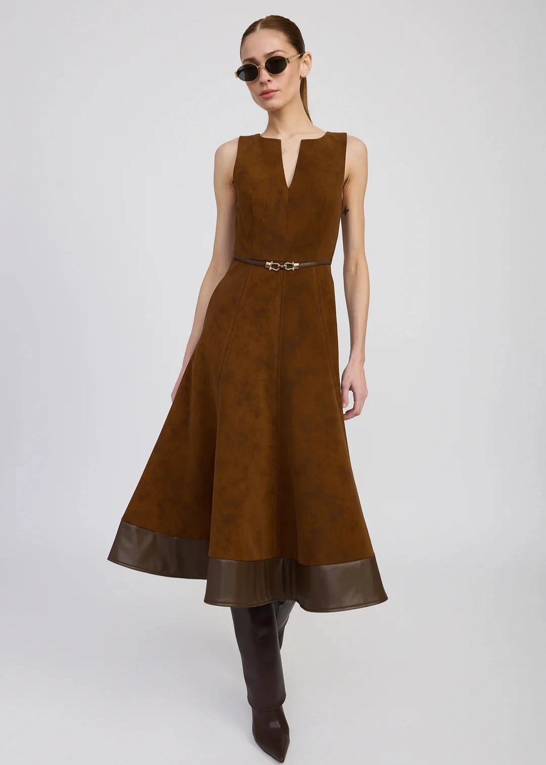 En Saison Eloise Midi Dress Brown Rose Soft Quick Fit