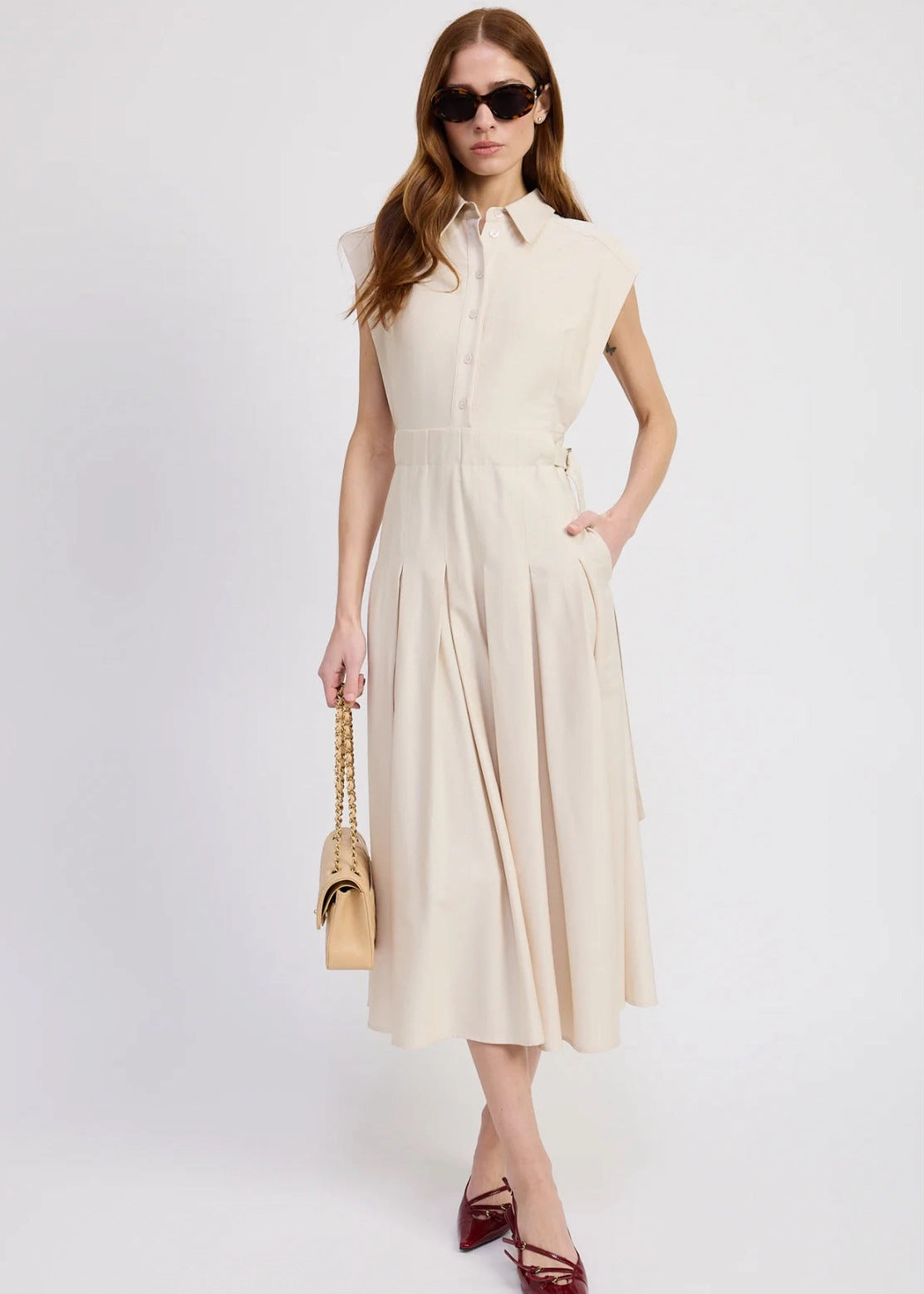 En Saison Quince Midi Dress Ecru Life Soft Unique Print