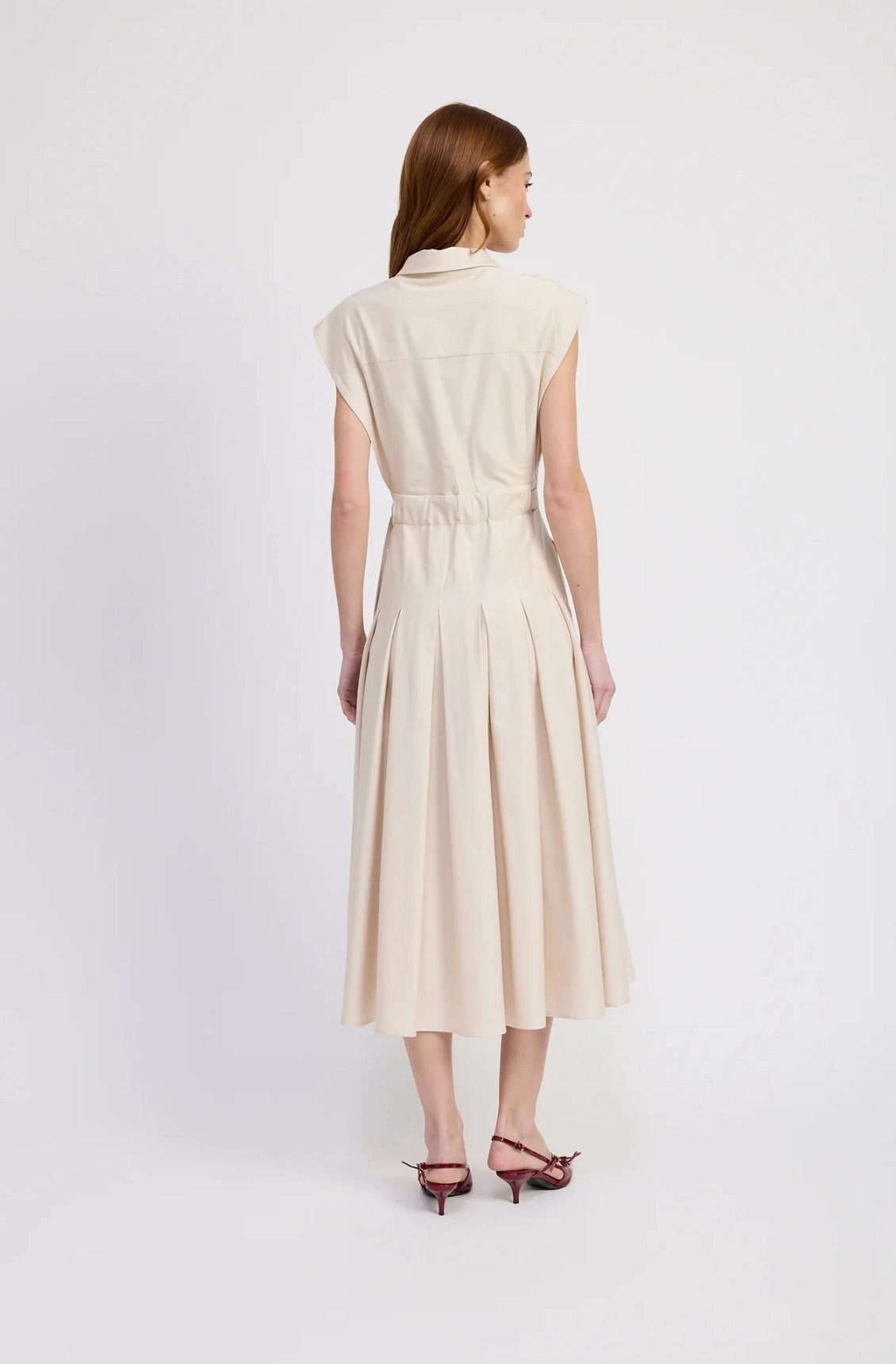 En Saison Quince Midi Dress Ecru Low-Waist