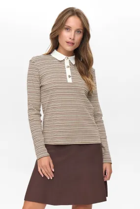 NUSEMMA LS POLO  - Black Coffee Recycled Polyester Fabric UVProtection