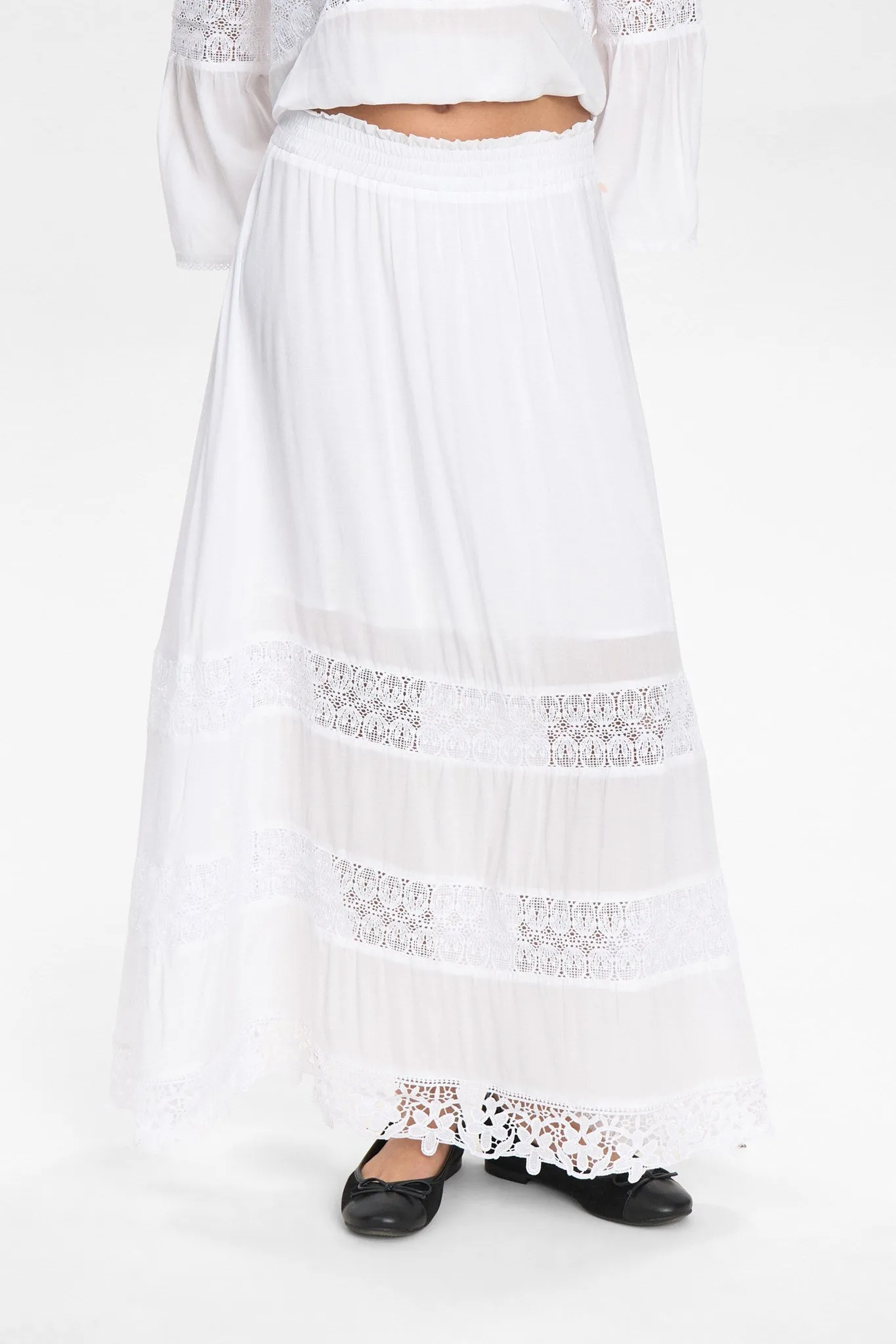 Breathable Wearable EasyCareFabric NUGAYA LONG SKIRT - Bright White