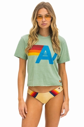 ElasticEdgeBinding Reinforced Shoulder Seams Aviator Nation Logo Boyfriend Tee - Sage