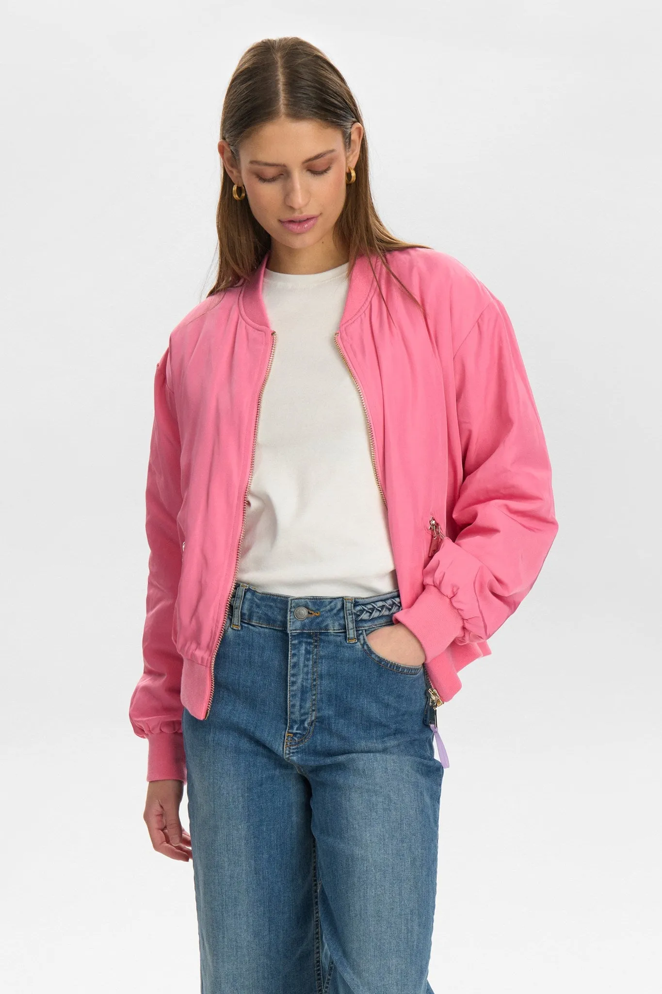 NUELLANORA JACKET - Pink Carnation All Weather Piece Magnetic Fastenings