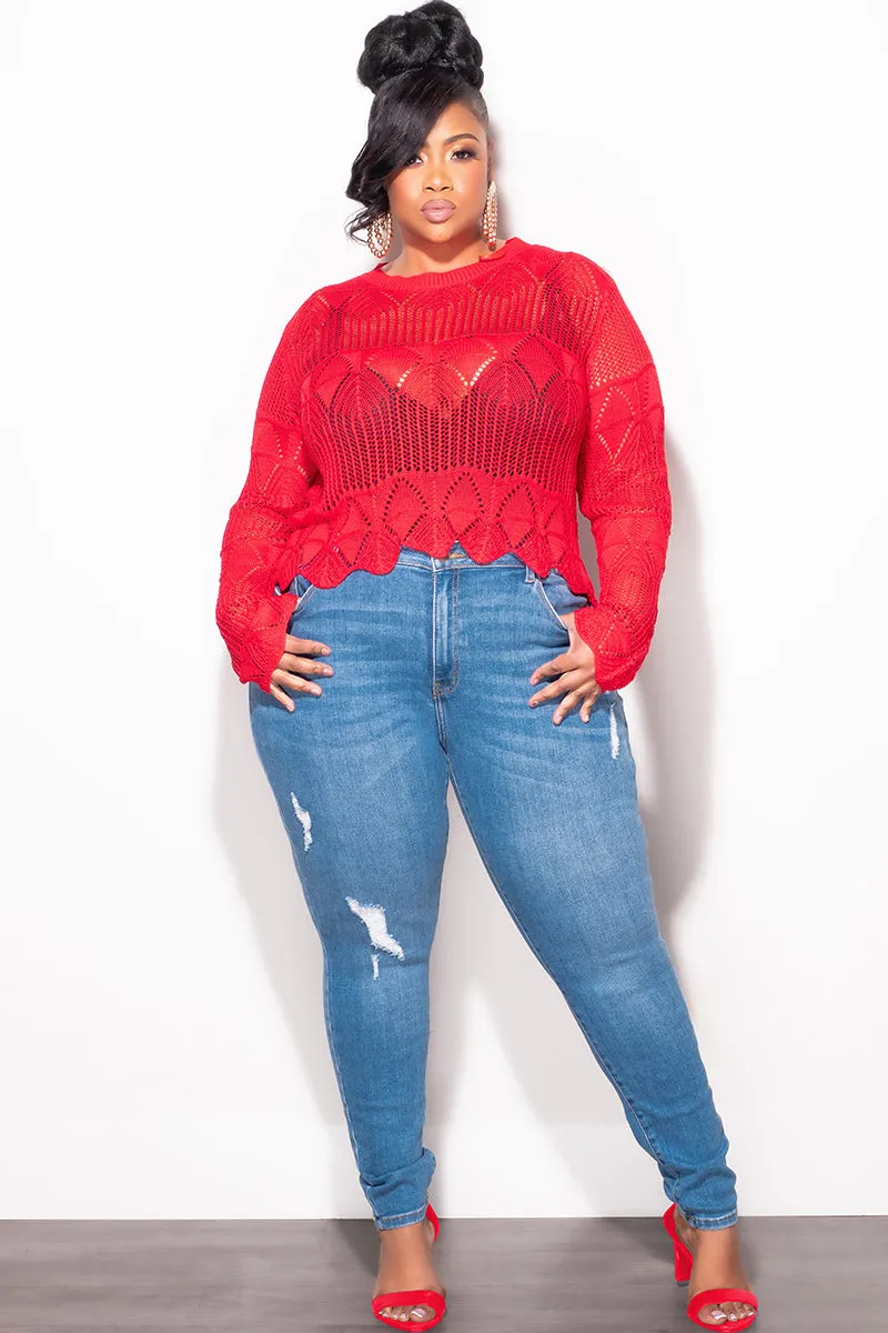 Trendy Layering Final Sale Plus Size Knitted in Red