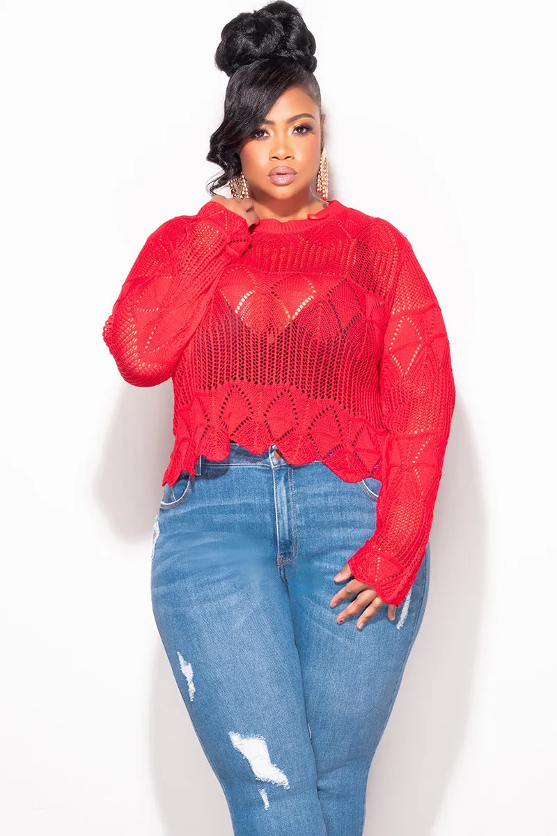 Modern Waist Casual Edge Final Sale Plus Size Knitted in Red