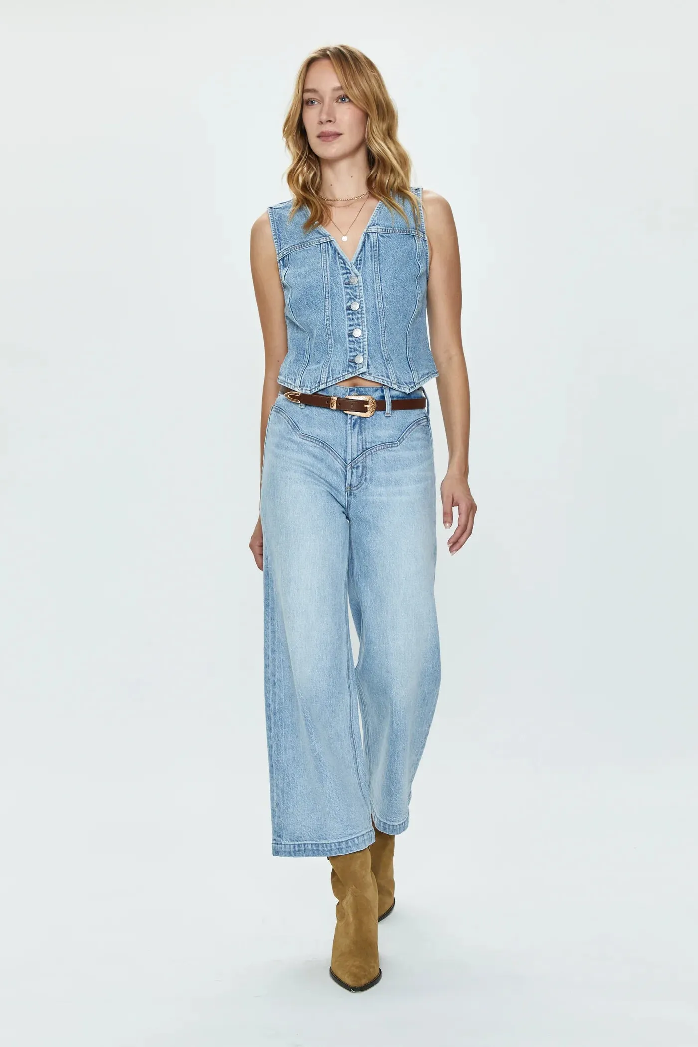 Bootcut style Low Maintenance Fabric Pistola Lana High Rise Ultra Wide Leg Crop Jeans -Saint Vincent