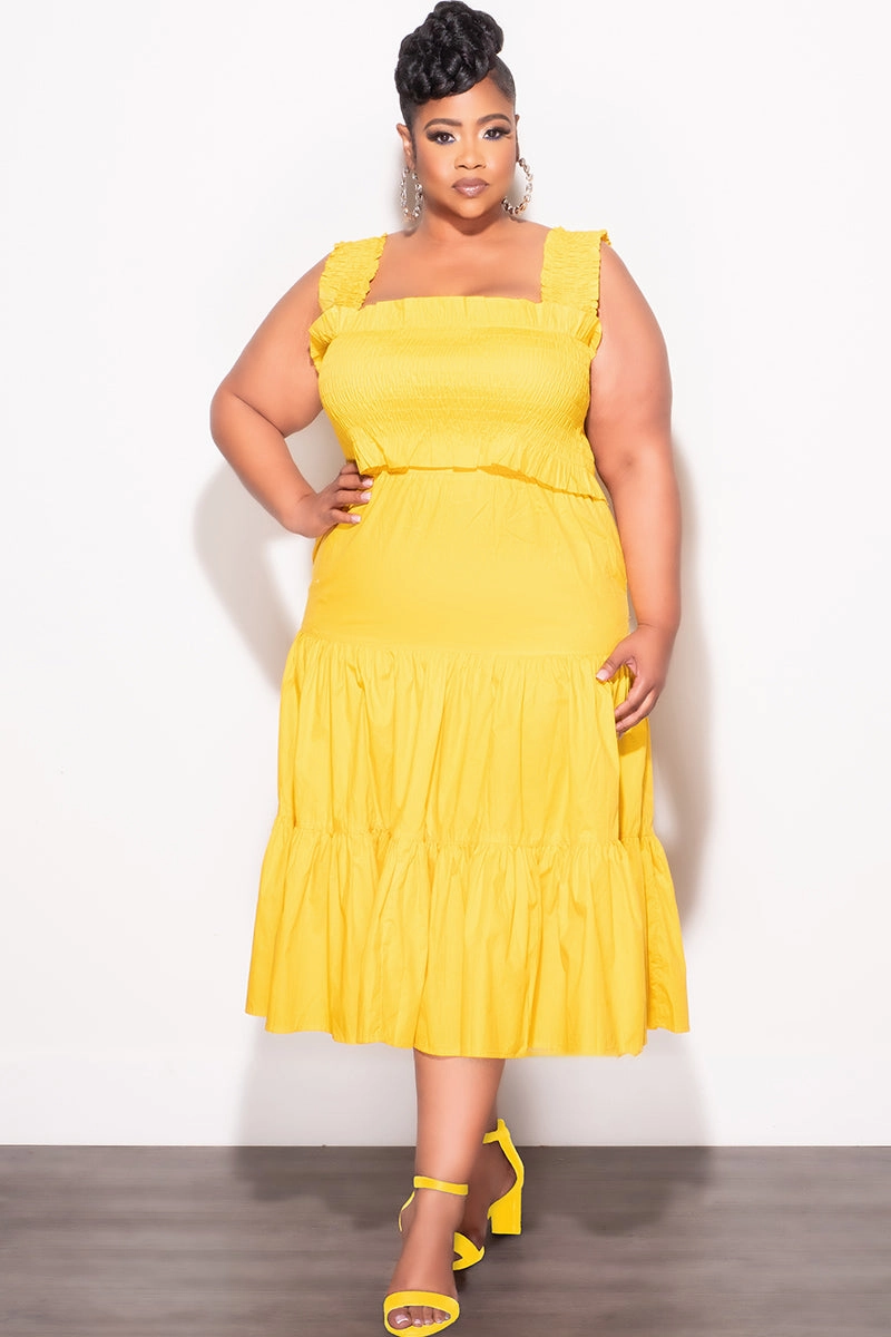 Final Sale Size 2pc Frill Crop Top and Maxi Skirt Set in Yellow AntiStaticTreatment Hygienic Inner Layer