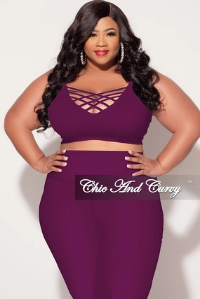 Final Sale Plus Size Spaghetti Strap Triple Criss Cross Front Bralette in Purple Comfort-First