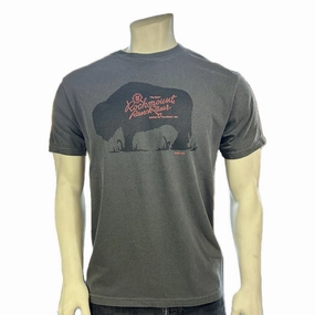 Rockmount Mens American Bison Charcoal 100% Cotton S/S T-Shirt Sporty and Stylish Reinforced Shoulder Seams
