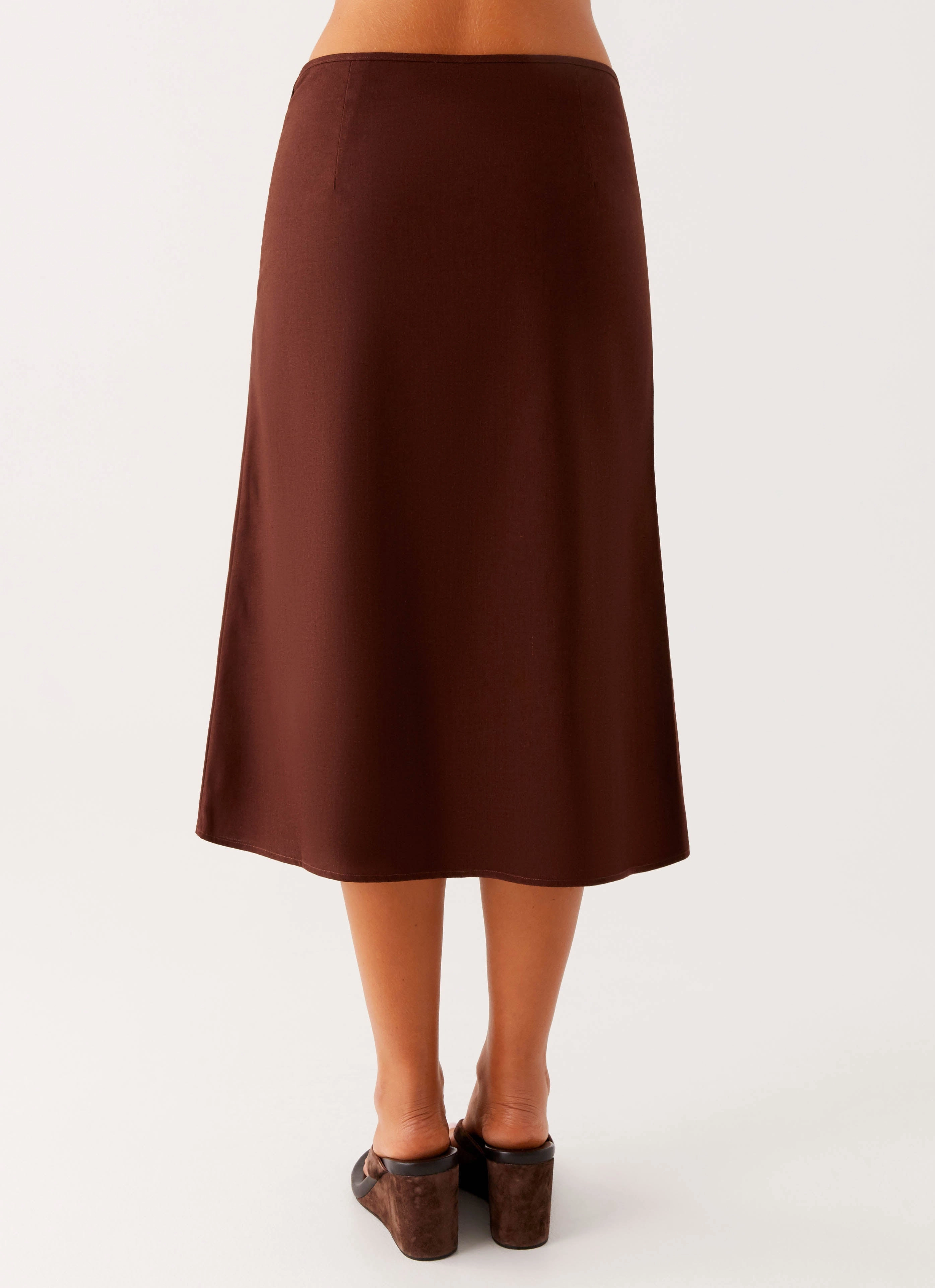 muted tone Esther Midi Skirt - Chocolate