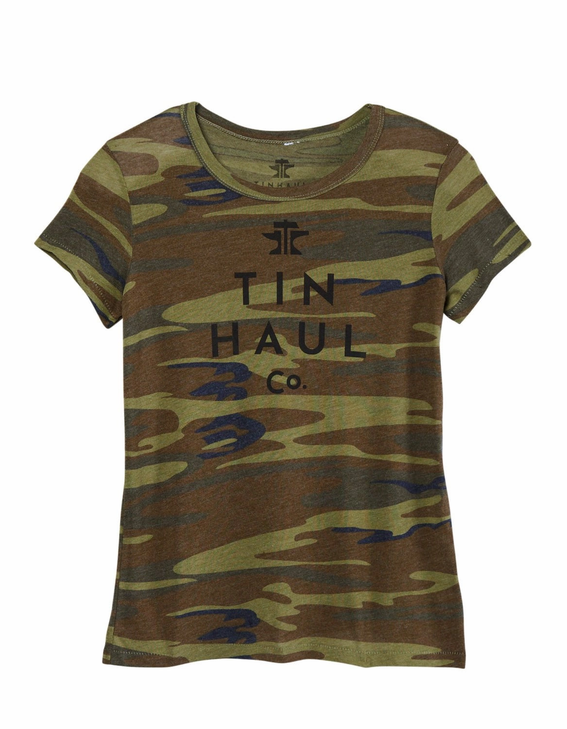 Loose style Tin Haul Womens Logo Screen Print Camo Cotton Blend S/S T-Shirt