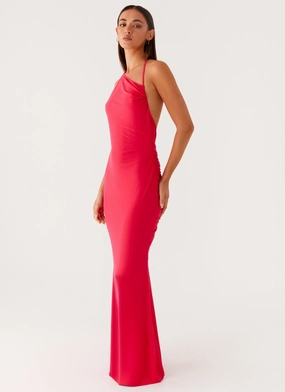 Amari Maxi Dress - Raspberry foldable