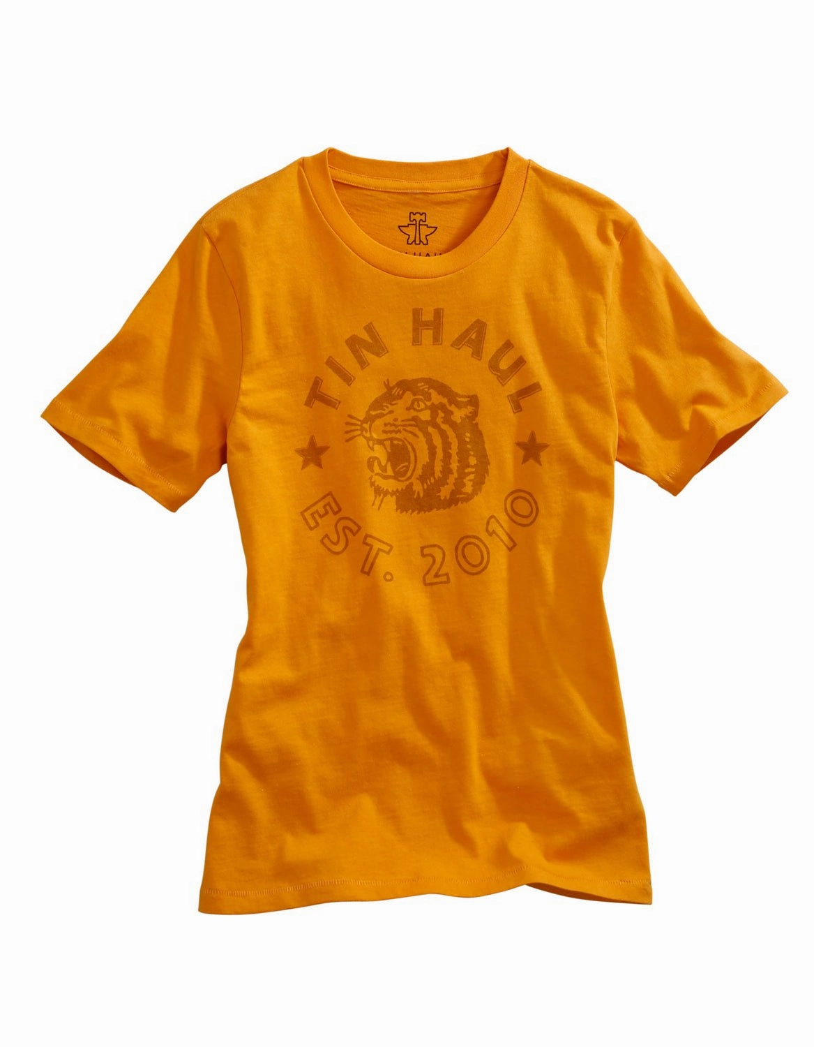 Tin Haul Womens Gold 100% Cotton Make Your Roar S/S Tiger T-Shirt Outerwear Companion