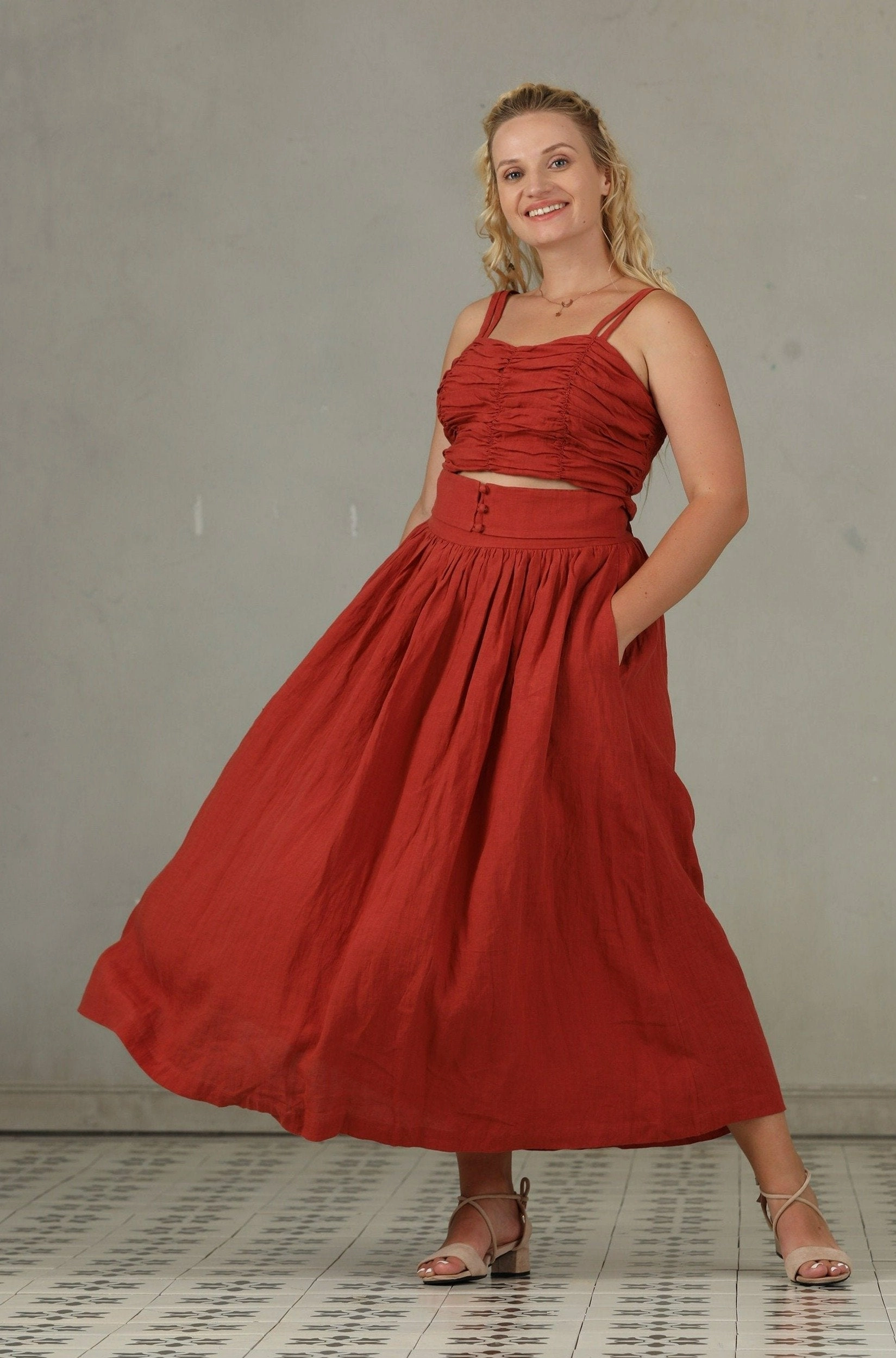 Hannah 38 |  Girdle linen skirt Easy Comfort Home Casual