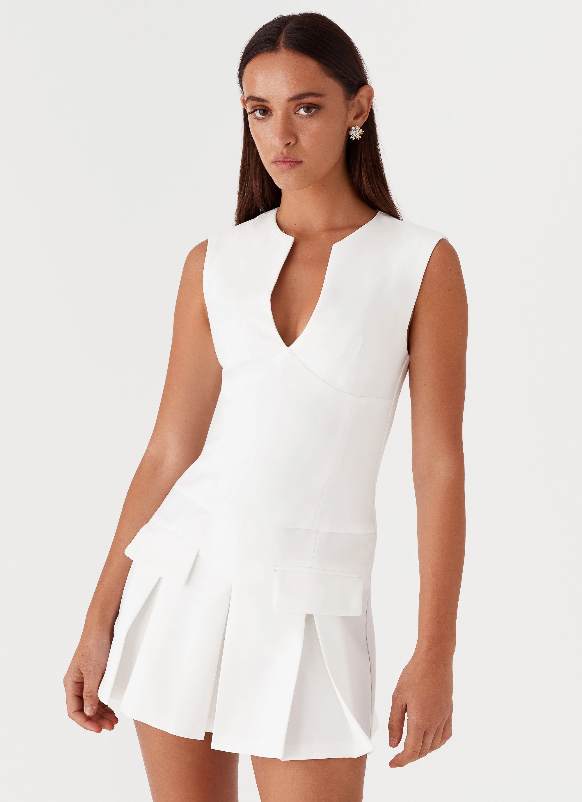 Cassia Mini Dress - White Silky Mood