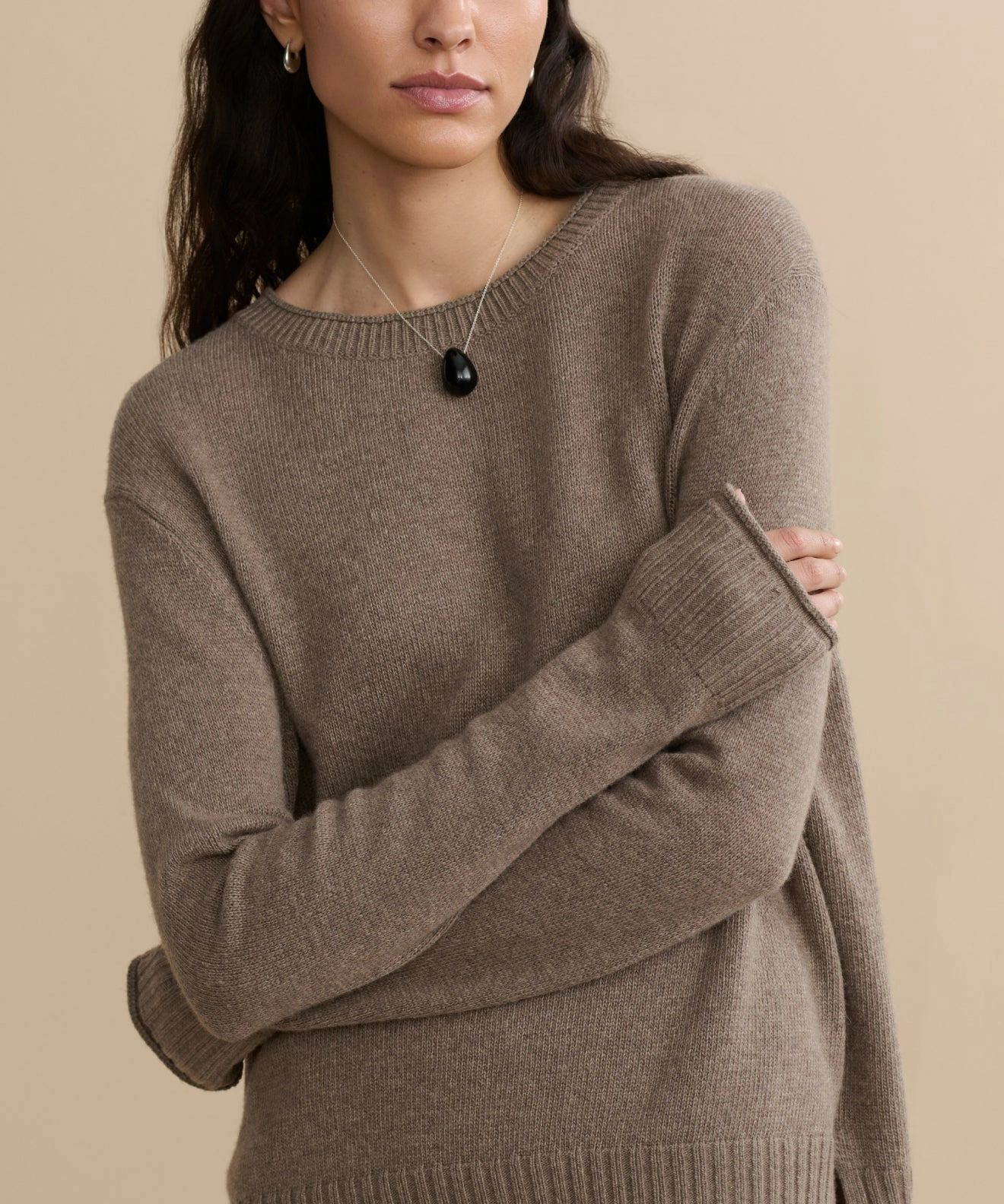 Stain Release Coating Brushed Inner Everyday Sweater