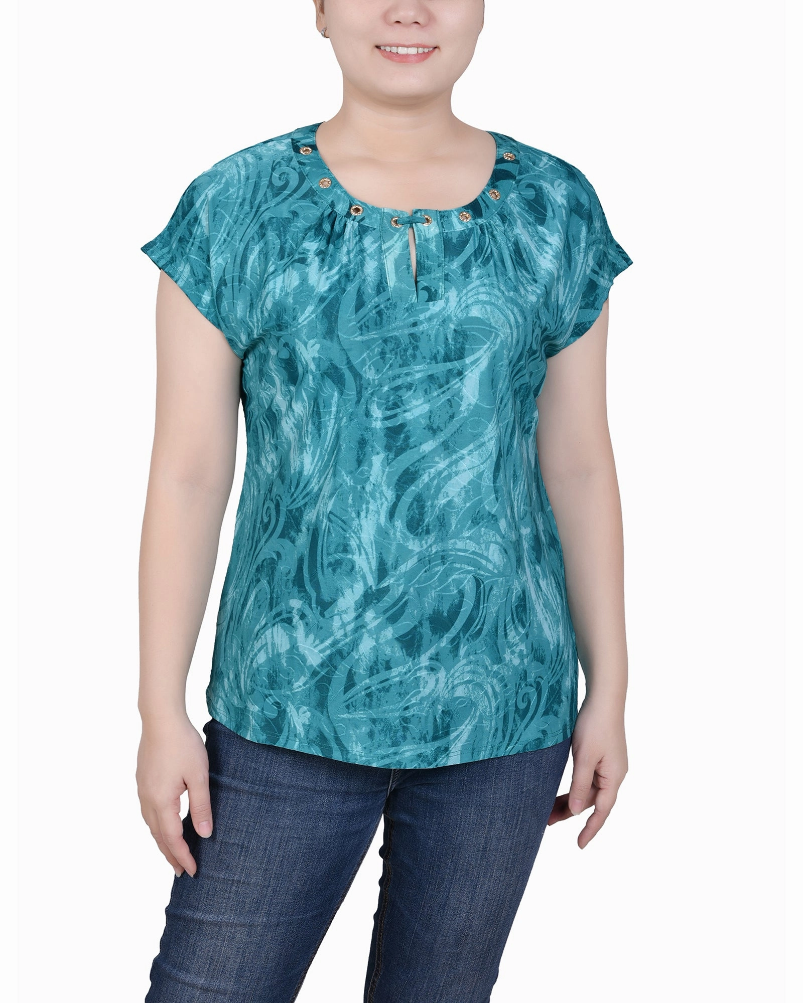 Extended Sleeve Top With Grommets simple design