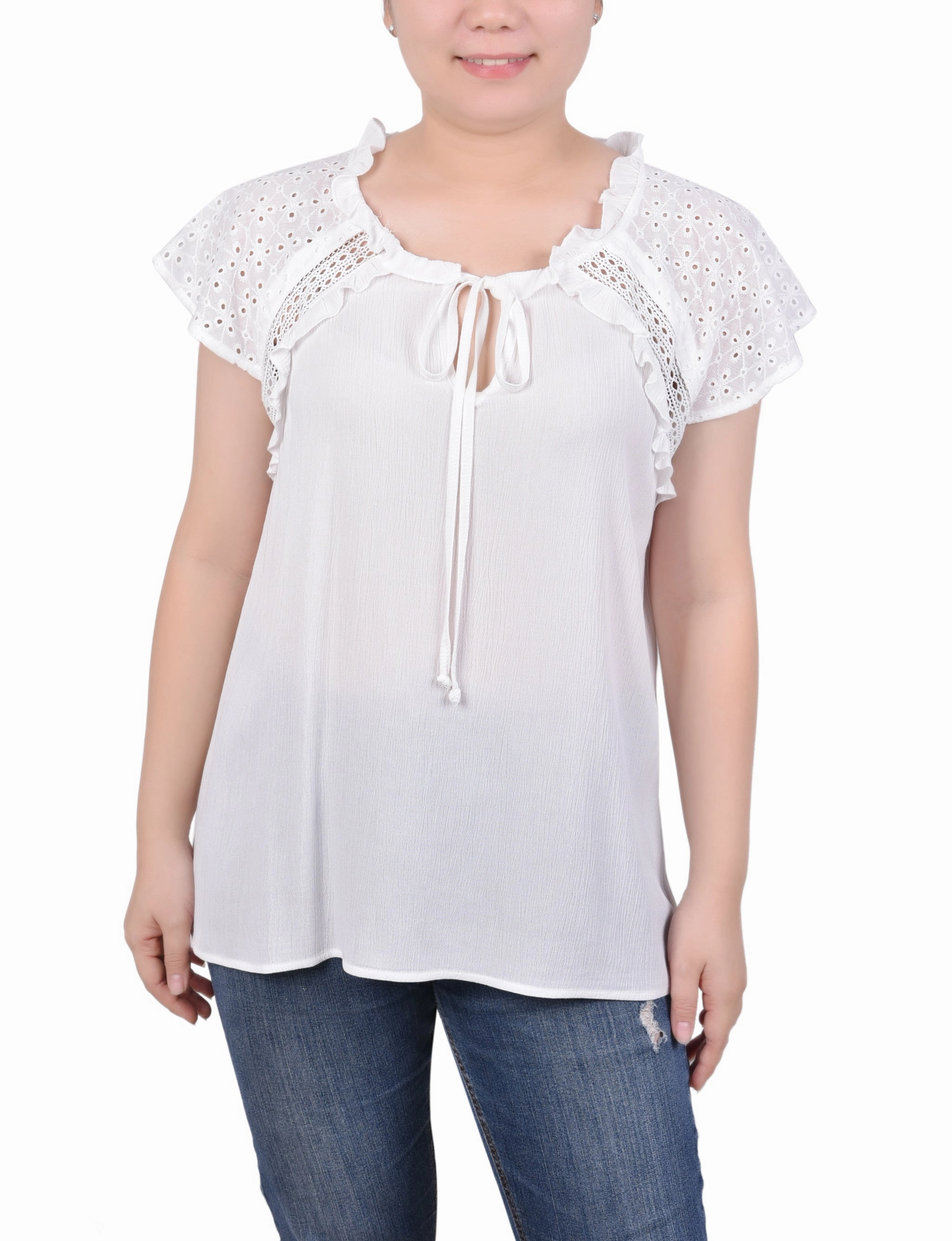 Eyelet Sleeve Blouse Non Chafing Edges
